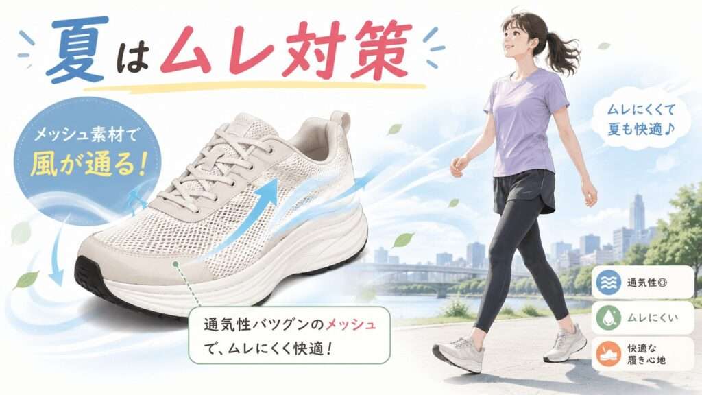 夏でもムレにくいメッシュ素材を選ぶ