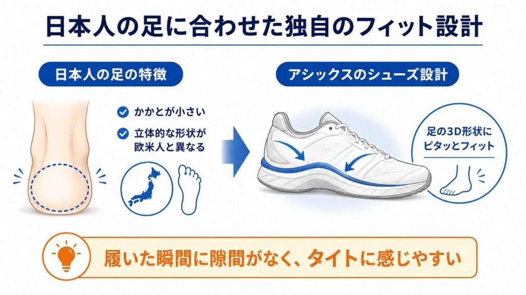 日本人の足型に合わせたフィット設計