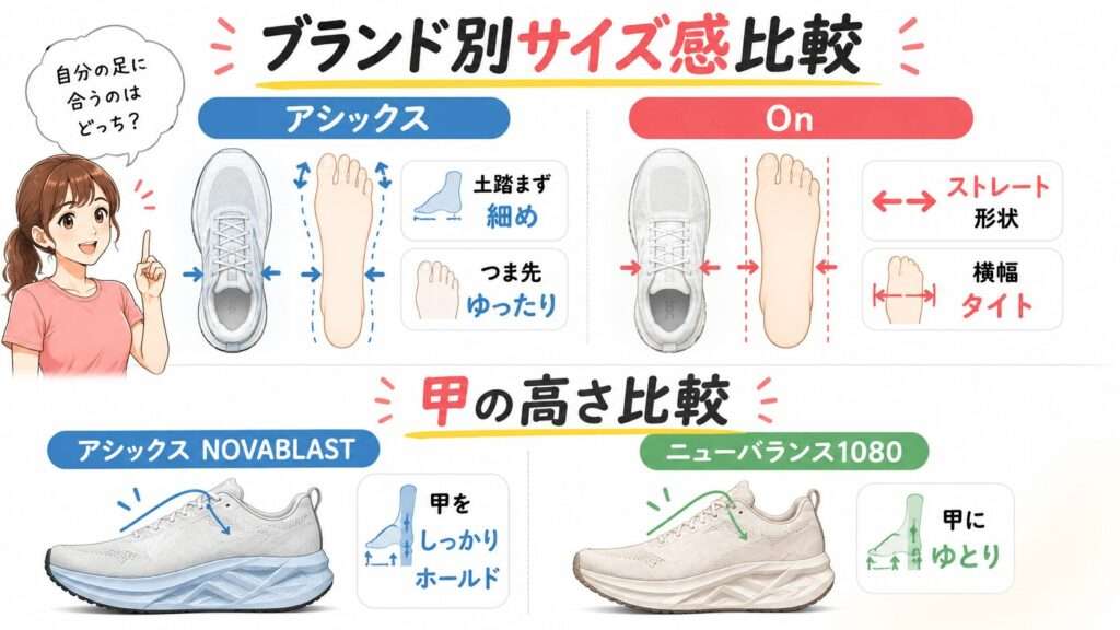 ブランド別サイズ感比較と価格帯