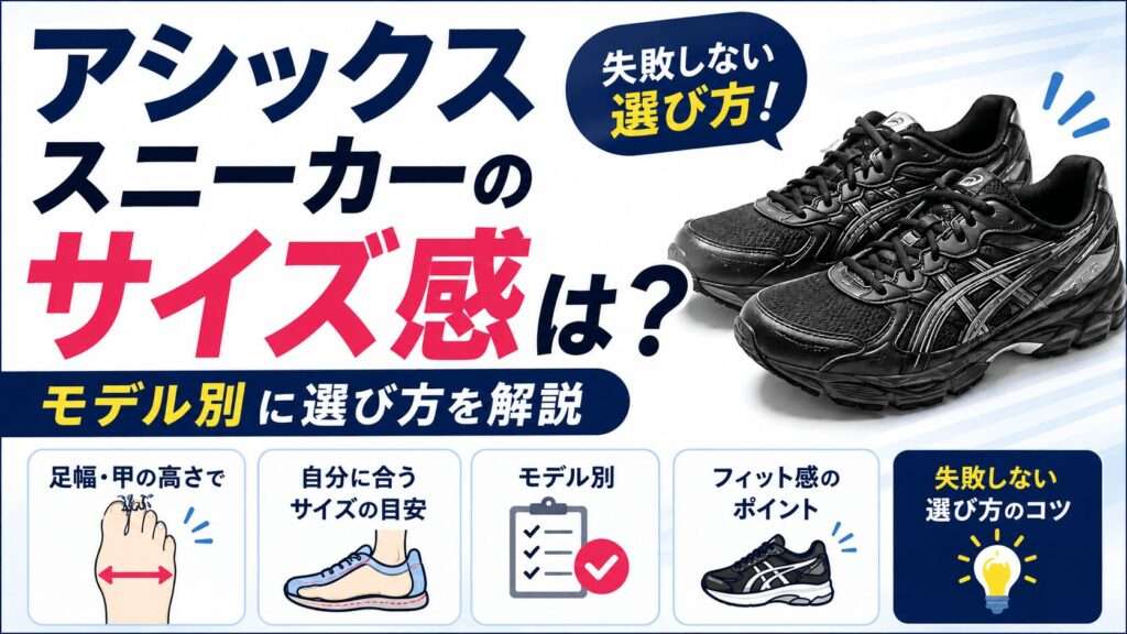 アシックススニーカーのサイズ感は？モデル別に選び方を解説