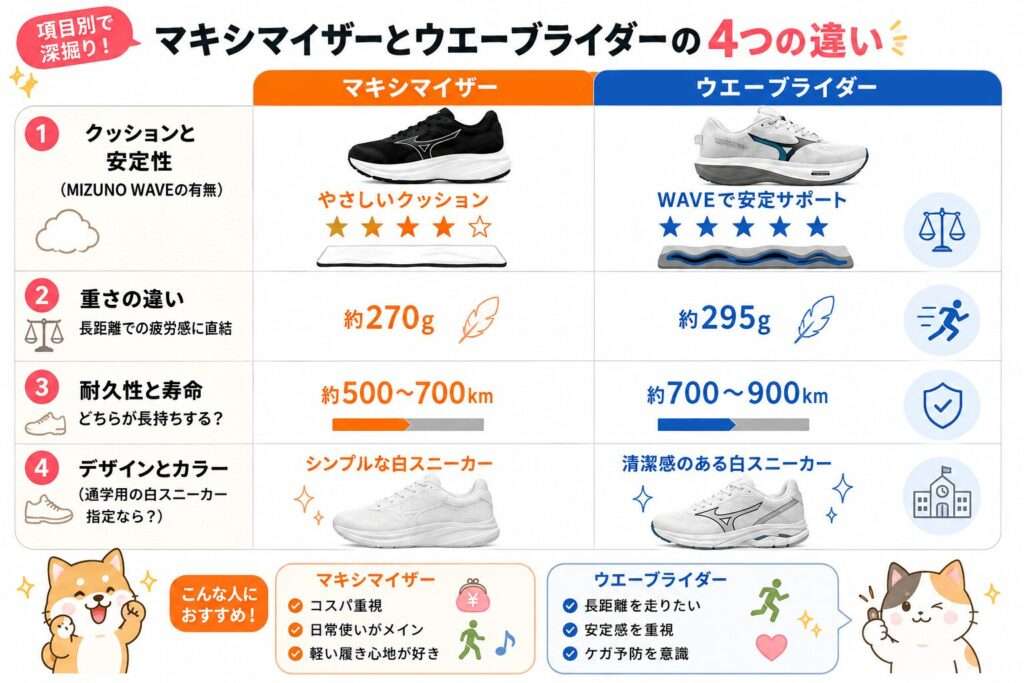 違いを深掘り|クッション・重さ・耐久性・デザインを比較