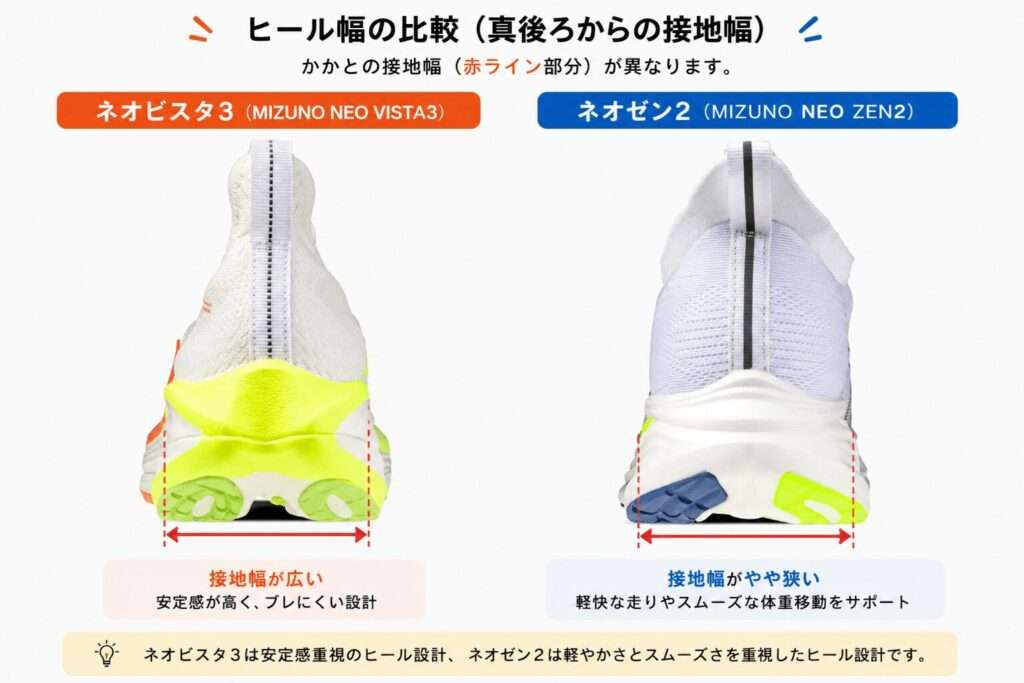 公式の画像からひも解く、かかとの幅の違い