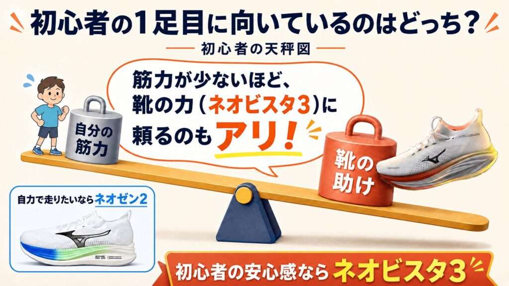 毎日のジョグ用として最初の1足を選ぶなら、ネオゼン2の方がおすすめ。