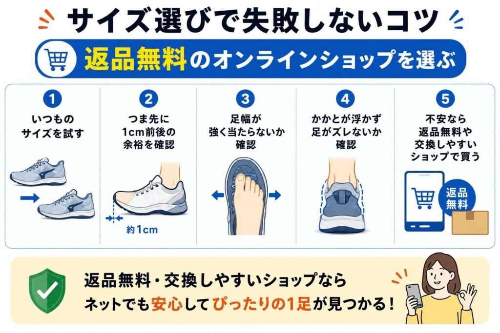 サイズ選びで失敗しないコツ:返品無料のオンラインショップを選ぶ