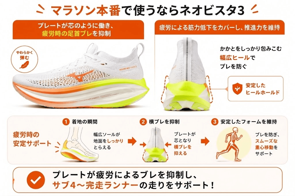 マラソン本番で使うならネオビスタ3