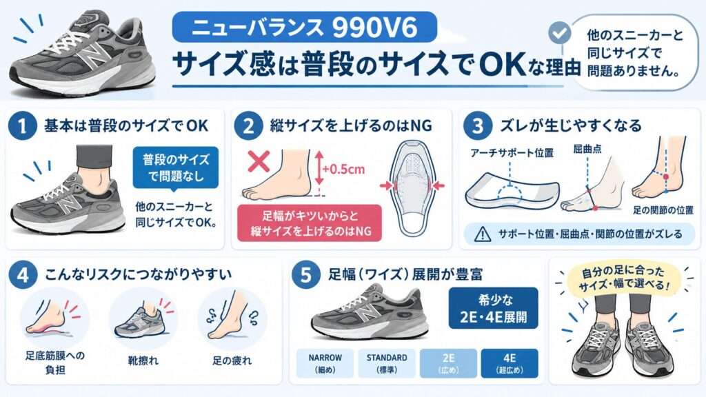 ニューバランス990V6のサイズ感は普段のサイズでOKな理由