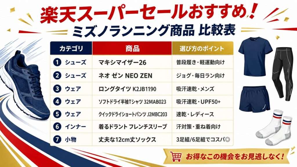 楽天スーパーセールミズノおすすめ商品