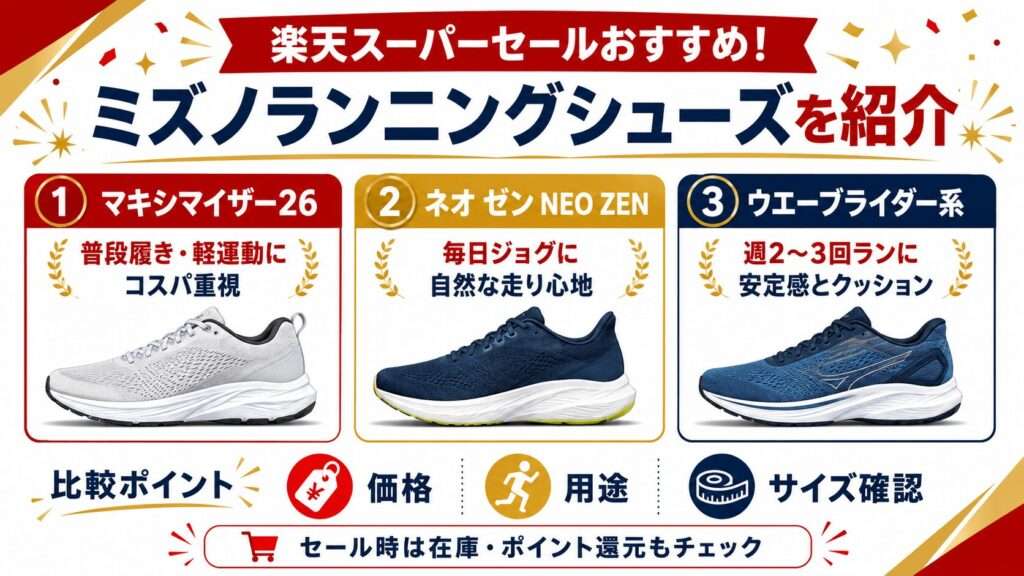 楽天スーパーセールおすすめ!ミズノランニングシューズを紹介