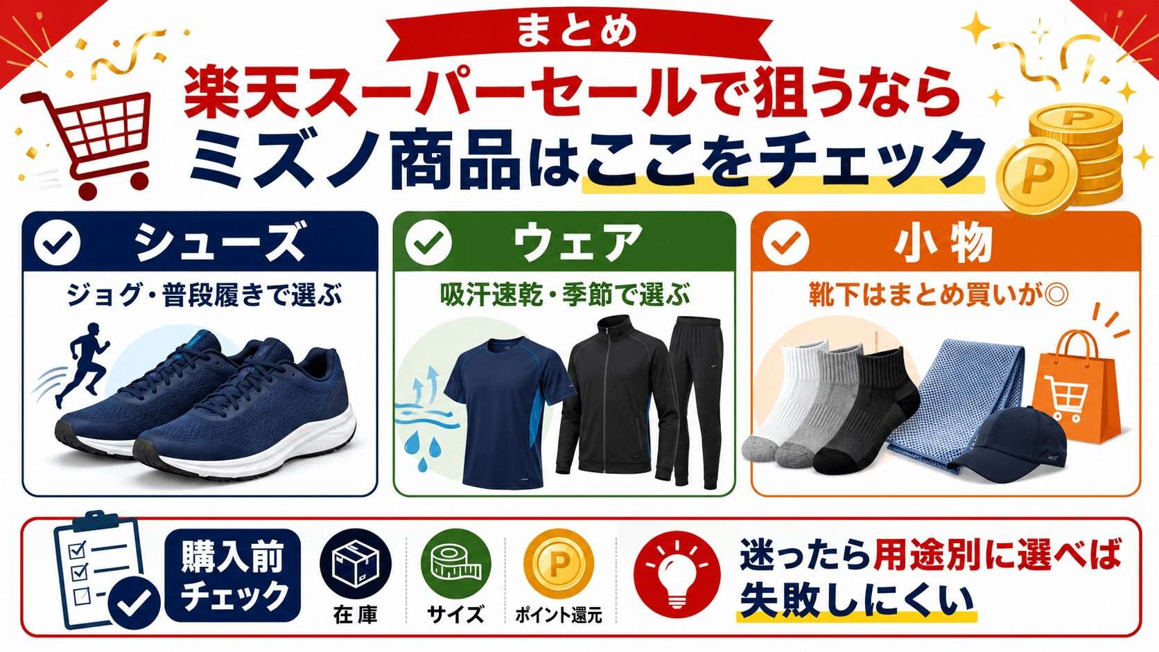 楽天スーパーセールミズノまとめ