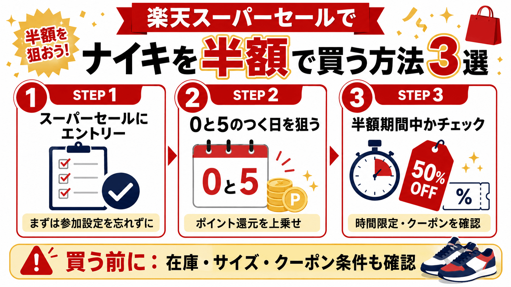 楽天スーパーセールでナイキを半額買う方法3選