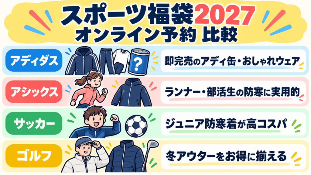 スポーツ福袋2027のオンライン予約を比較する早見表